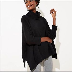 Loft black cowl neck poncho sweater S EUC